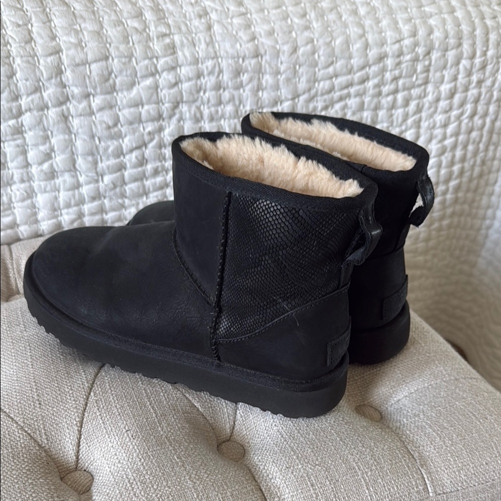 UGG Black Ankle Boots with Shearling Lining